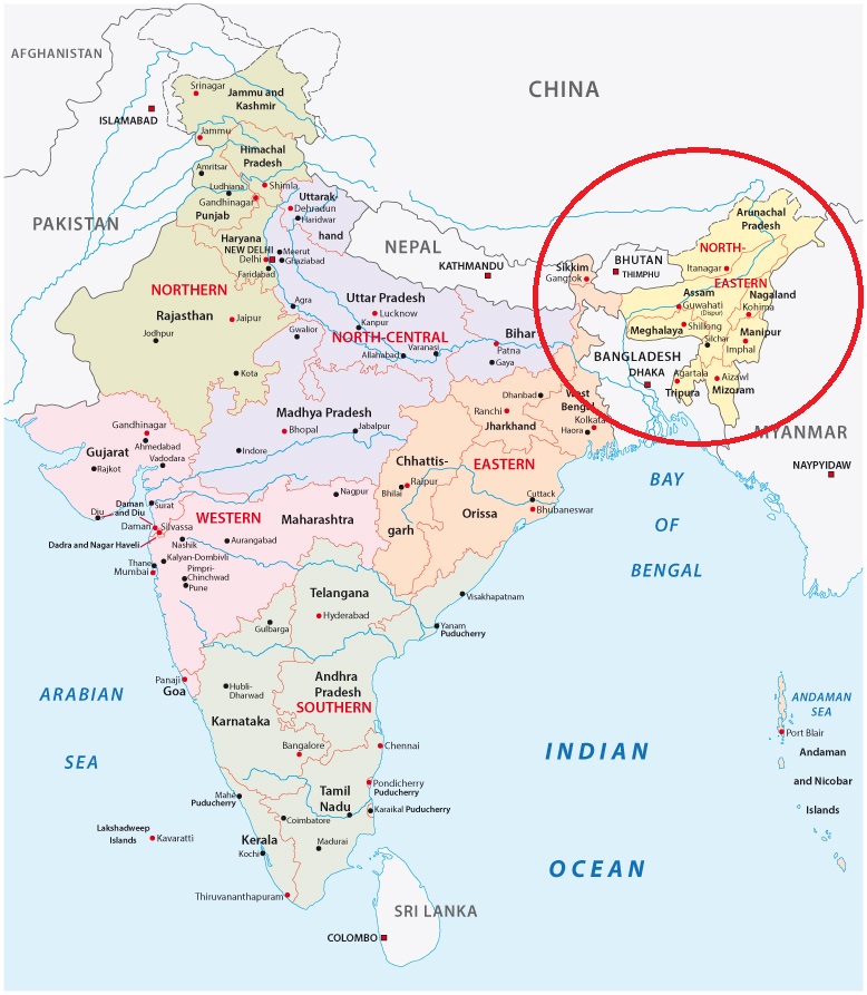 North East India Political Map